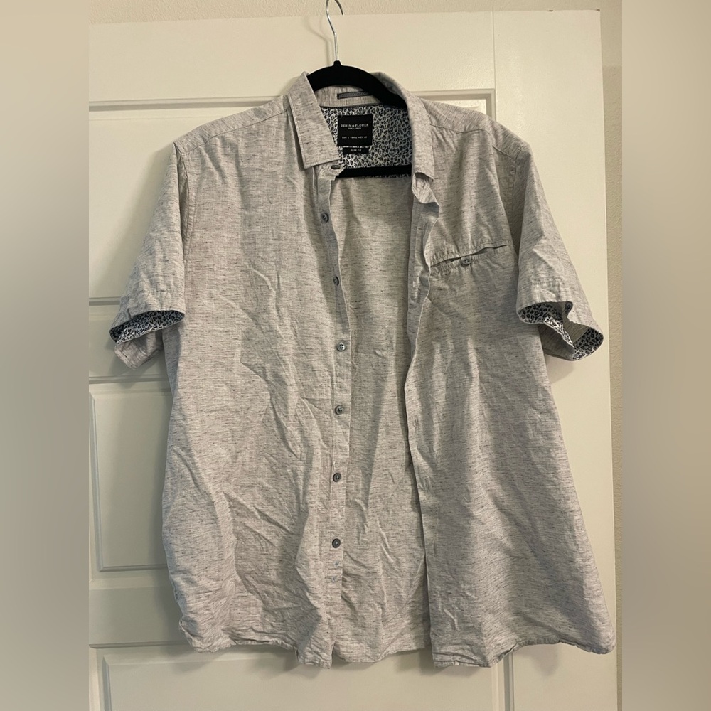 Denim and flower button down